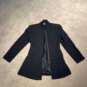 Fitted black zip jacket with piping detail